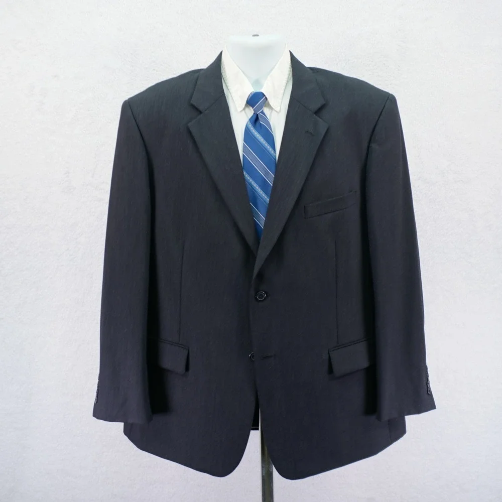 Pronto‎ Uomo Wool Charcoal Gray / Black Blazer 46R / Slim Fit 48R